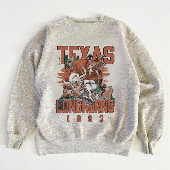 1893 Texas Football Sweatshirt, Preppy Longhorns School Spirit Shirt Sweatshirt - Picture 1 of 4